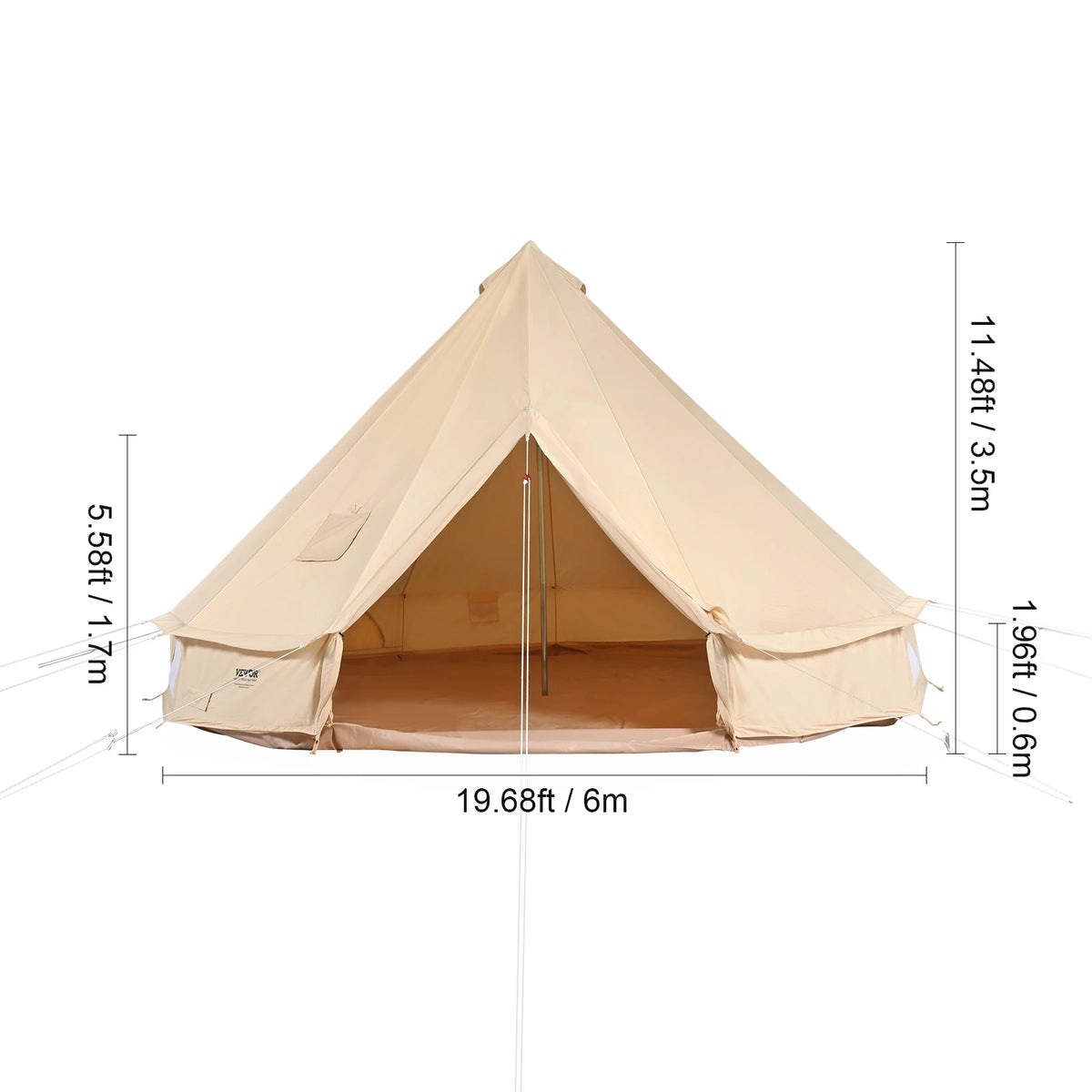 SucceBuy Four Season Canvas Bell Tent With Stove Vent